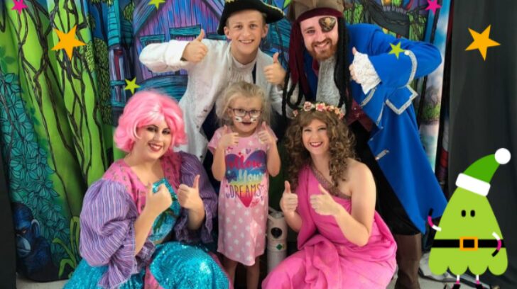 Pirate panto in hospital with a girl having her treatments